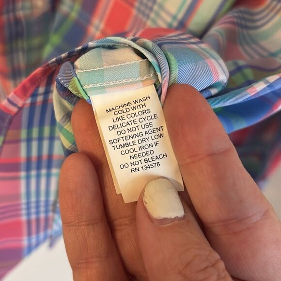 Vineyard Vines Men’s pastel plaid long sleeve slim fit whale shirt office large - Picture 8 of 9